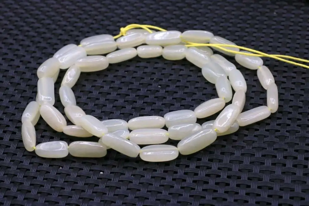 Большой сокровище прядь 51 Китайский Винтаж (Hetian) нефрита белого нефрита риса Форма шарик Цепочки и ожерелья амулет Timestown 20201128A