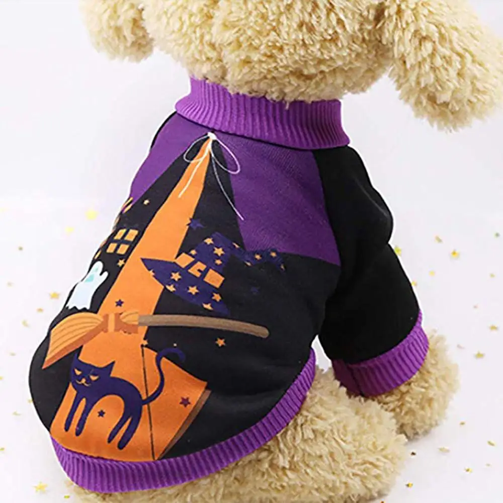 Прекрасный собака щенок Хэллоуин Тыква футболка с ведьмой из мягкой дышащей