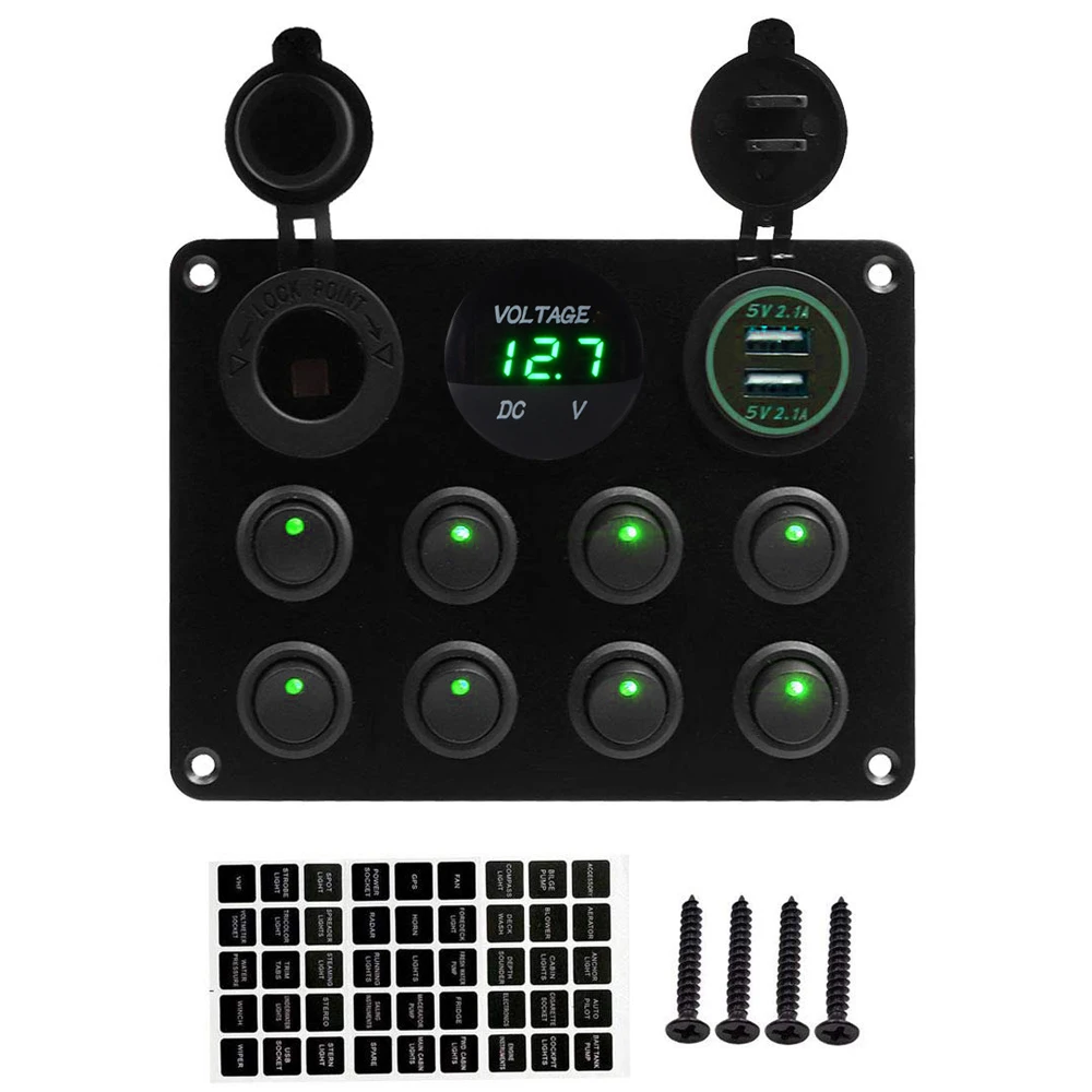 12-24V 8 Gang Dual USB Зарядное устройство кнопка для автомобиля тумблер Панель автомат