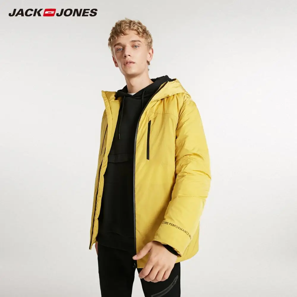JackJones мужской зимний Повседневный Яркий цветной пуховик с капюшоном спортивный