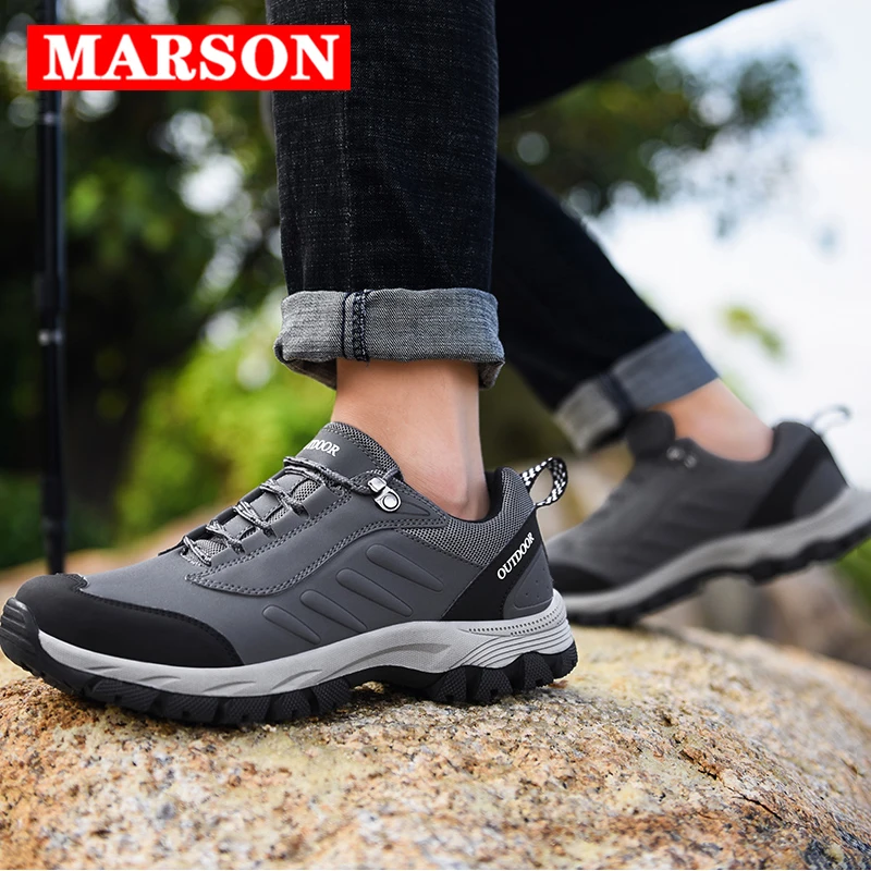 

Мужские зимние кроссовки MARSON, водонепроницаемые ботинки с круглым носком, популярные ботинки для пустыни и прогулок, большие искусственные...