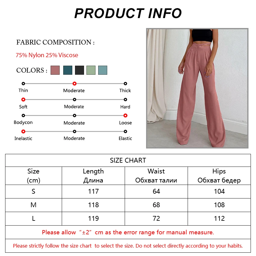 

Mnealways18 Cross Sexy High Waist Womens Trousers Lace-Up Autumn Ladies Wide Leg Trousers High Street Pocket Pleated Long Pants