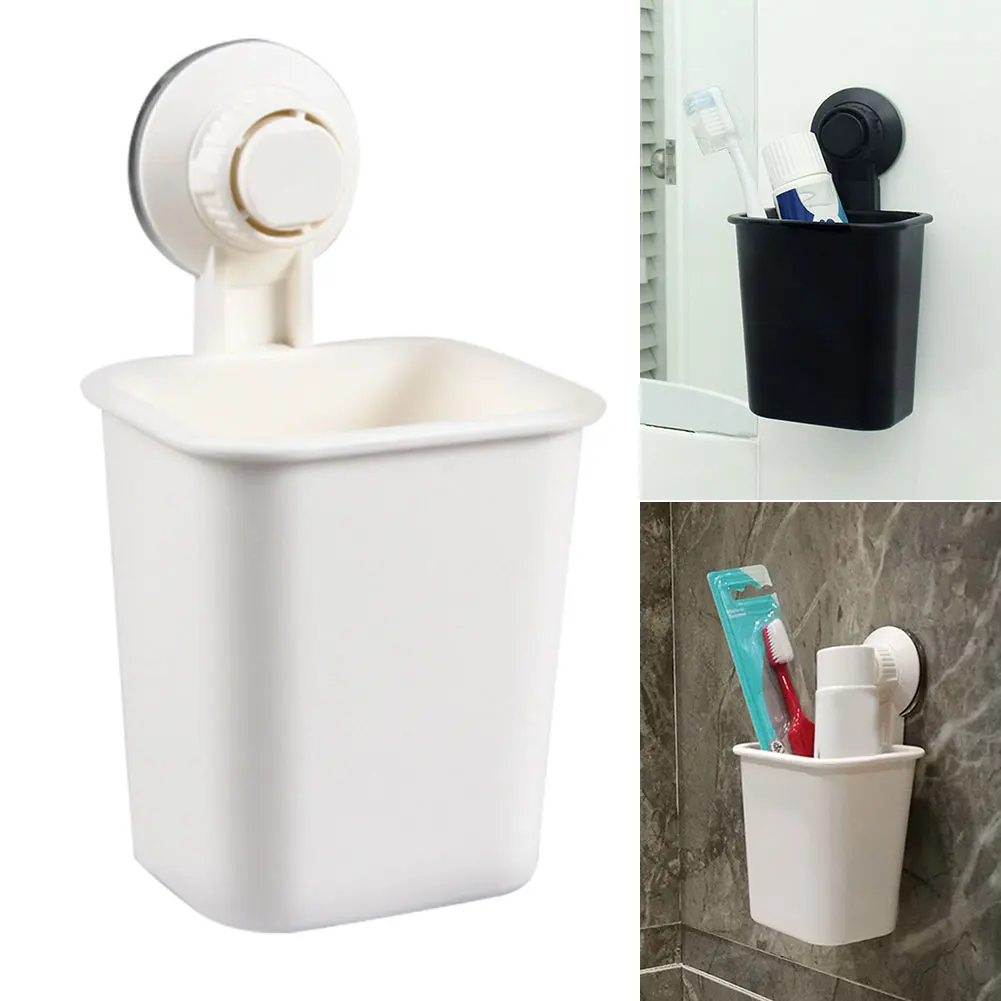 

Household Wall Mounted Multifunctional Suction Cup Storage Powerful Toothpaste Toothbrush Holder Rack Space Saving Bathroom