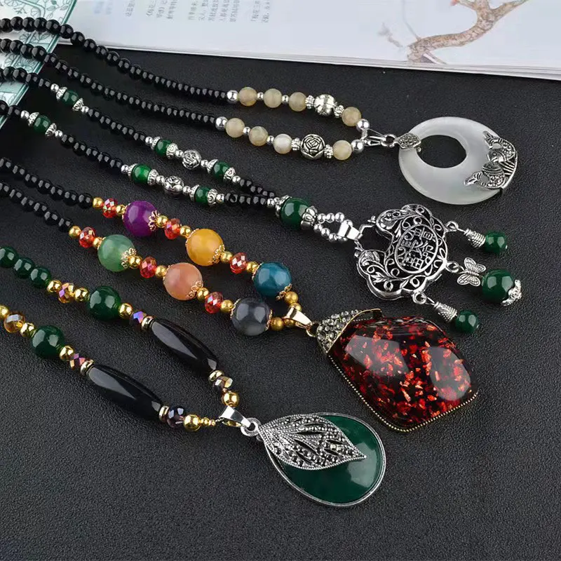 

Retro leaf drop sweater chain female long ethnic style necklace simple clothes accessories fashion hanging jewelry pendant