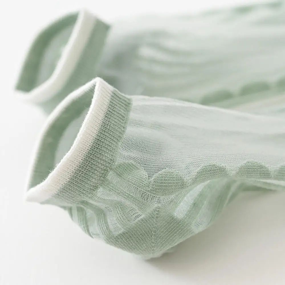 

1Pair Thin Crystal Glass Silk Socks Women Summer Breathable Shallow Mouth Boat Sock Transparent Cotton Elastic Short Socks