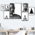 Винтажная картина черно-белого цвета для абстрактного искусства, для домашнего дизайна, буддийский плакат Скандинавская Картина на холсте