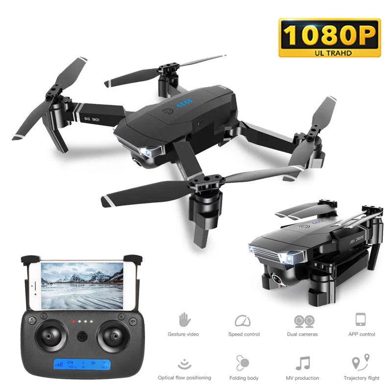 Hot SG901 Drone 4K Dual HD Camera WIFI FPV Optical Flow Foldable Quadcopter Professional Follow Me RC Helicopter Selfie Dron | Электроника