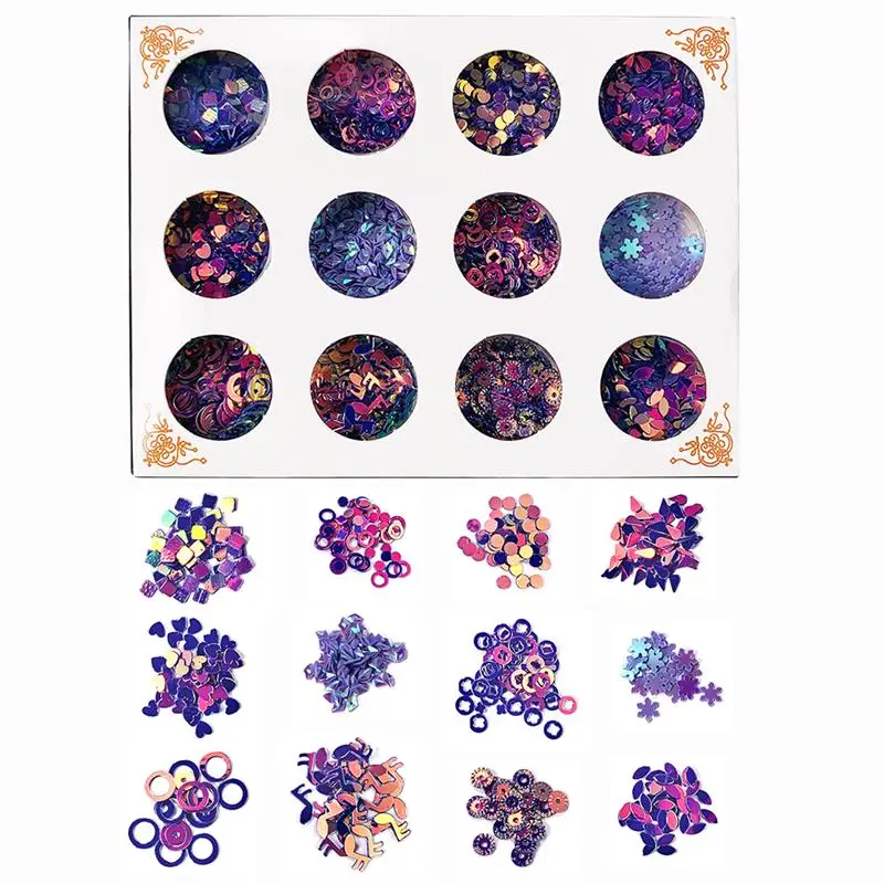 12 кор./лот и вырезом в форме сердечка конфетти для свадебной вечеринки ногтей с