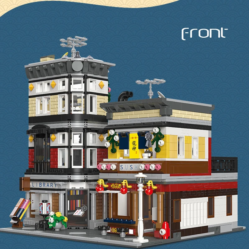 Technical Moc Architecture Commercial Model Building Blocks Ideas Expert Sushi Corner Bricks Assembly Diy Set Toys for Children | Игрушки и