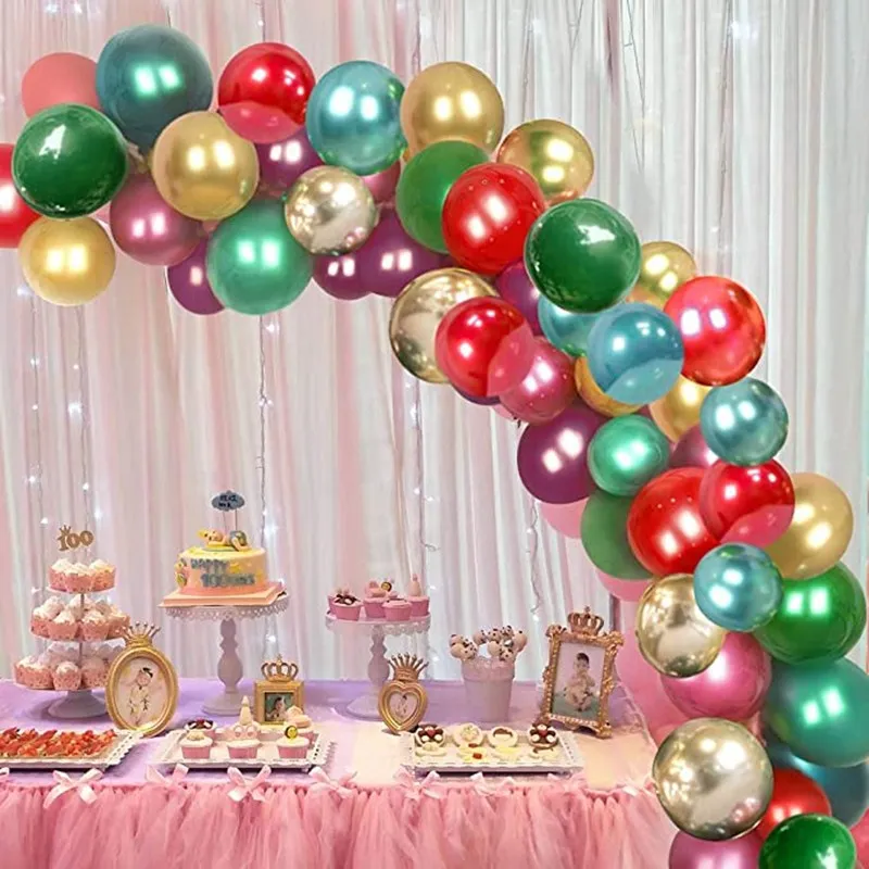

100pcs Blue Green Balloon Christmas Decorations Metallic Balloons Ice Cream Macaron Pastel Ballon Garland Kit Baby Shower Globos
