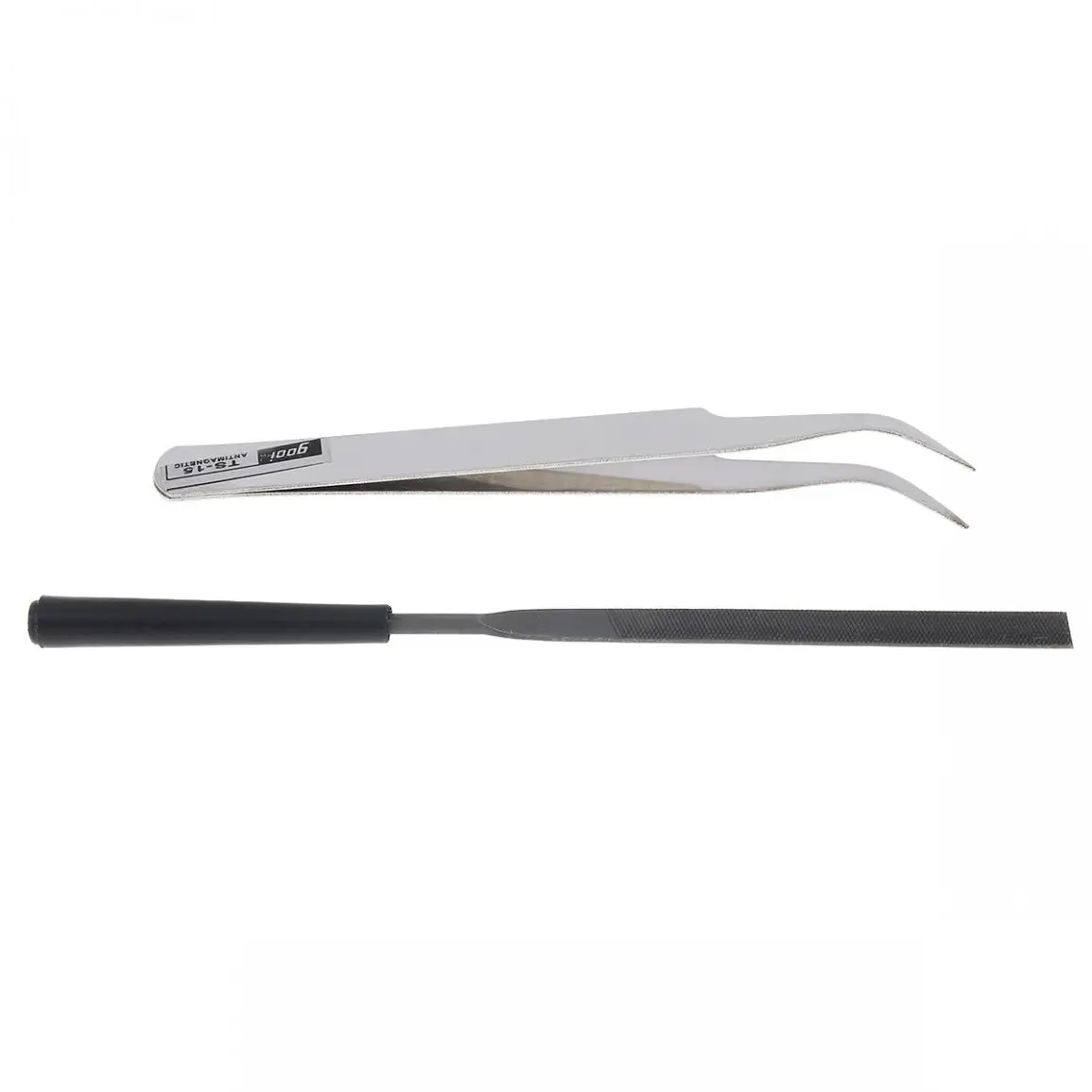 

2pcs/set 1.0MM Stainless Steel Precision Tweezers Curved Electronic Tweezer Set Repair Tool with DIY Model Polishing File