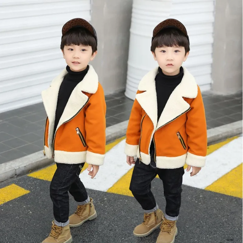 

Children Clothing Boys Thick Coat Autumn And Winter Models Kids Plus Velvet Woolen Coat New Korean Version Of Baby Lamb Hai