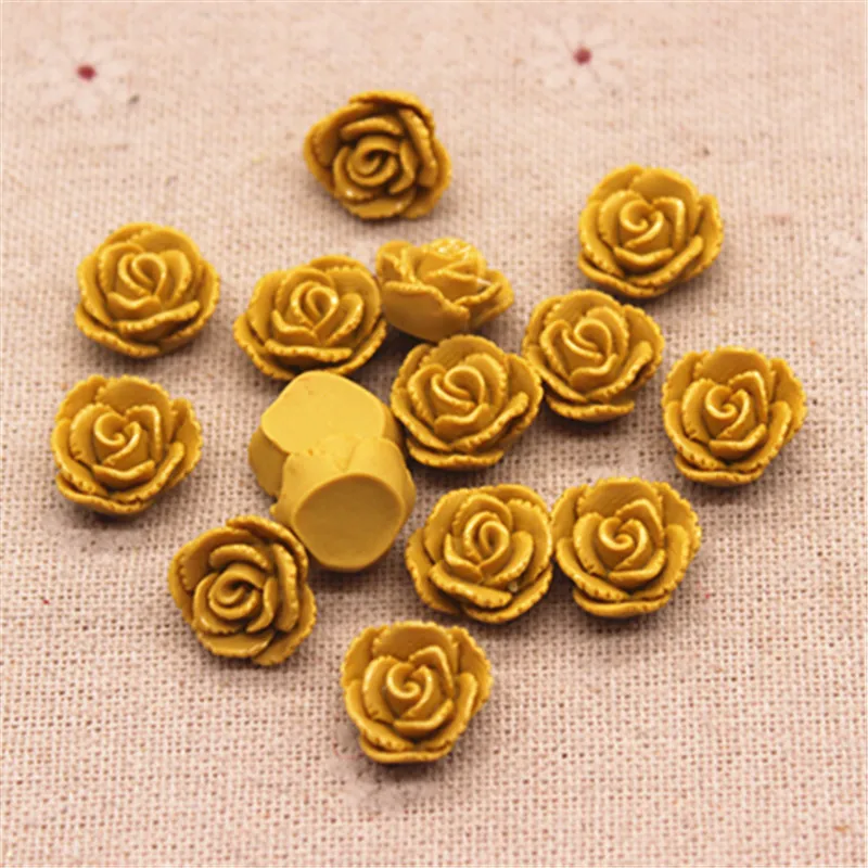 yellow 50pcs 50 шт 13 мм Разноцветные винтажные полимерные цветы с плоской задней стороной Кабошон DIY Ювелирные изделия/украшения для телефона - Цвет: yellow 50pcs