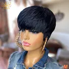 Бразильские волосы, короткая стрижка, парик короткие прямые человеческие волосы парики для чернокожих женщин 150 солнечного света Remy машинный дешевый парик Бесплатная доставка