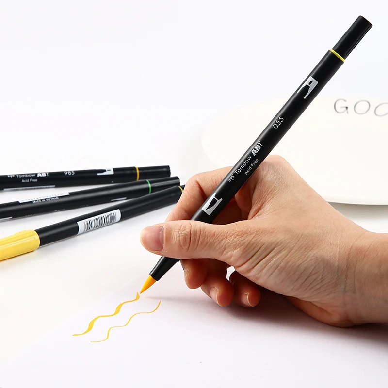 TOMBOW AB-T художественная кисть Ручка японская каллиграфия ручка 96 цветов Двойные головки профессиональная водный маркер ручка для рисования - Цвет: 910