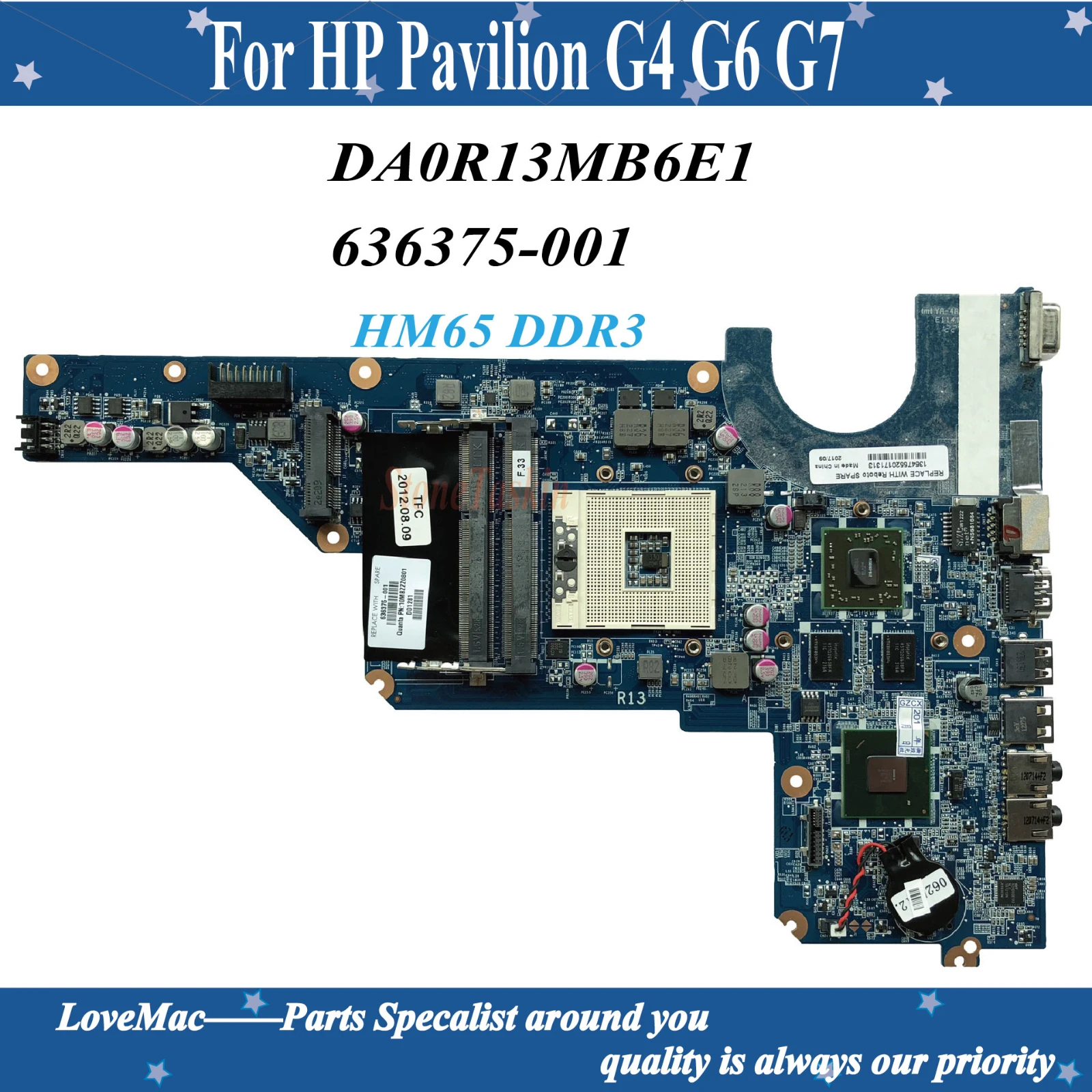 Высококачественная материнская плата 636375-001 для ноутбука HP pavilion G4-1000 G4 G6 DA0R13MB6E1 HM65