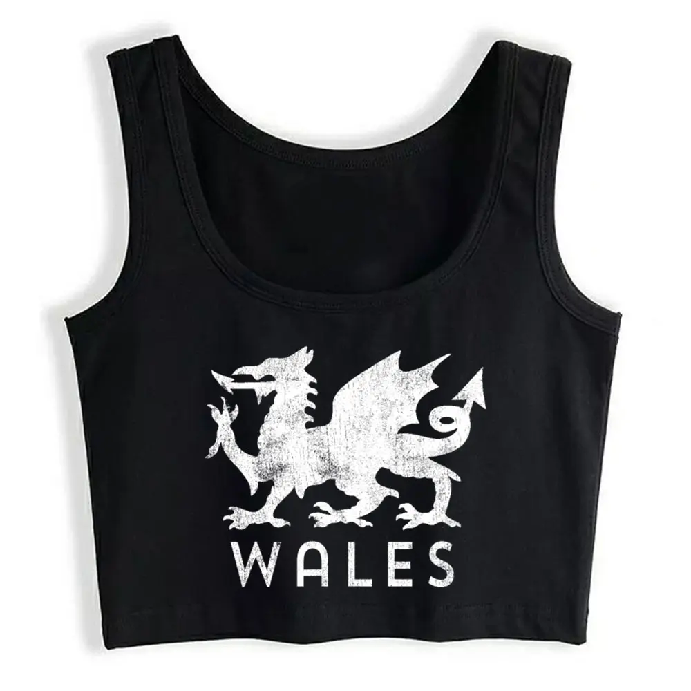 

Crop Top Rugby Welsh Design Red Dragon Flag Of Wales Cool White Cotton Y2k Tops Womens Tops blusas mujer de moda 2021 verano