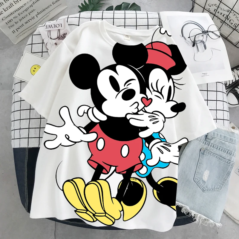 Женская футболка с коротким рукавом в стиле хип-хоп большого размера мультяшным