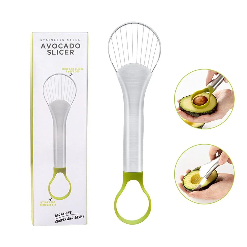 

New 2021 Arrival Multifunctional 2 In 1 Avocado Cutter Slicer Peeler Scoop Slices Kitchen Tool Fruit Vegetable Shredder Kitchen