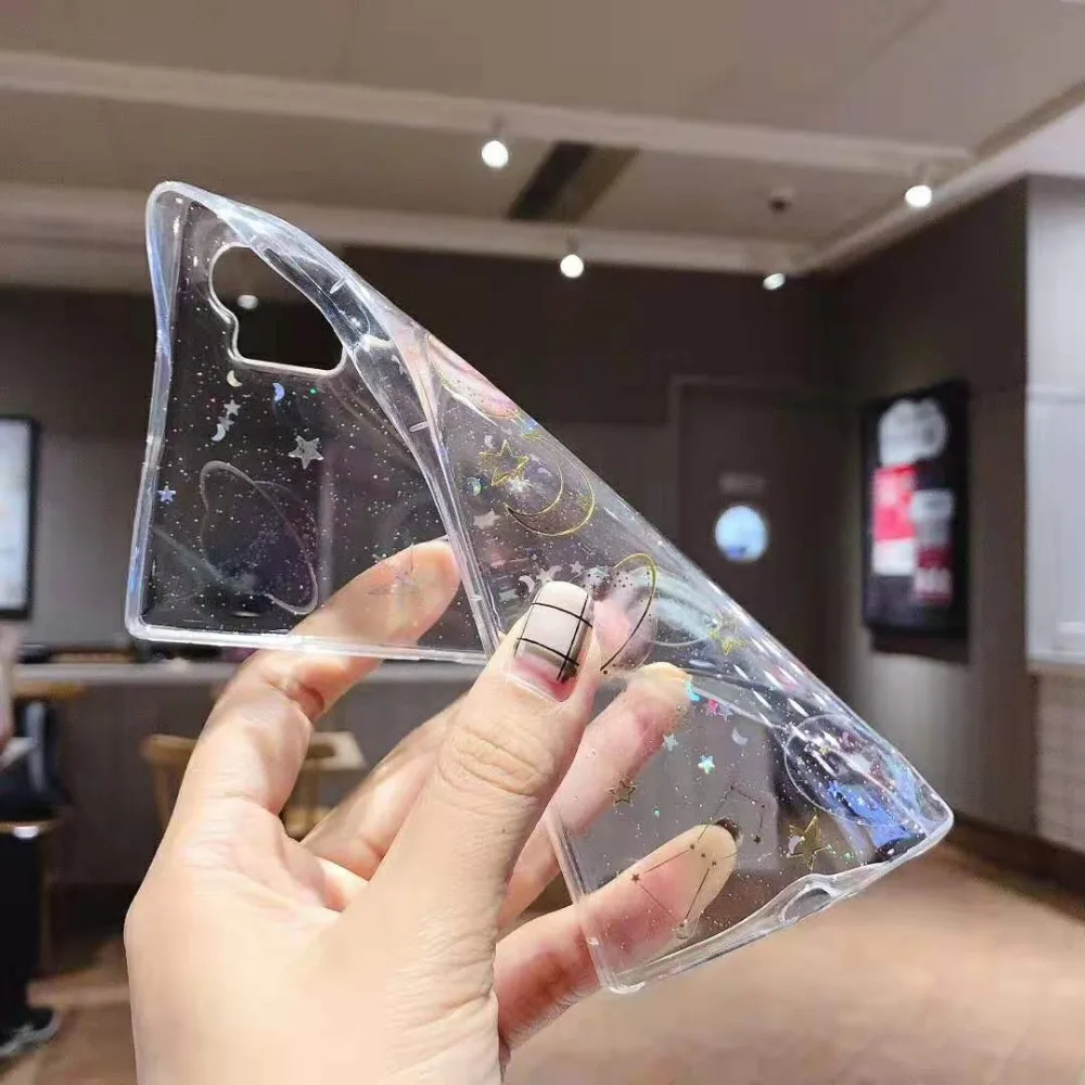 Блестящий Прозрачный чехол со звездами и планетами для Samsung Galaxy A52 A72 A32 5G S22 S21 S20 FE