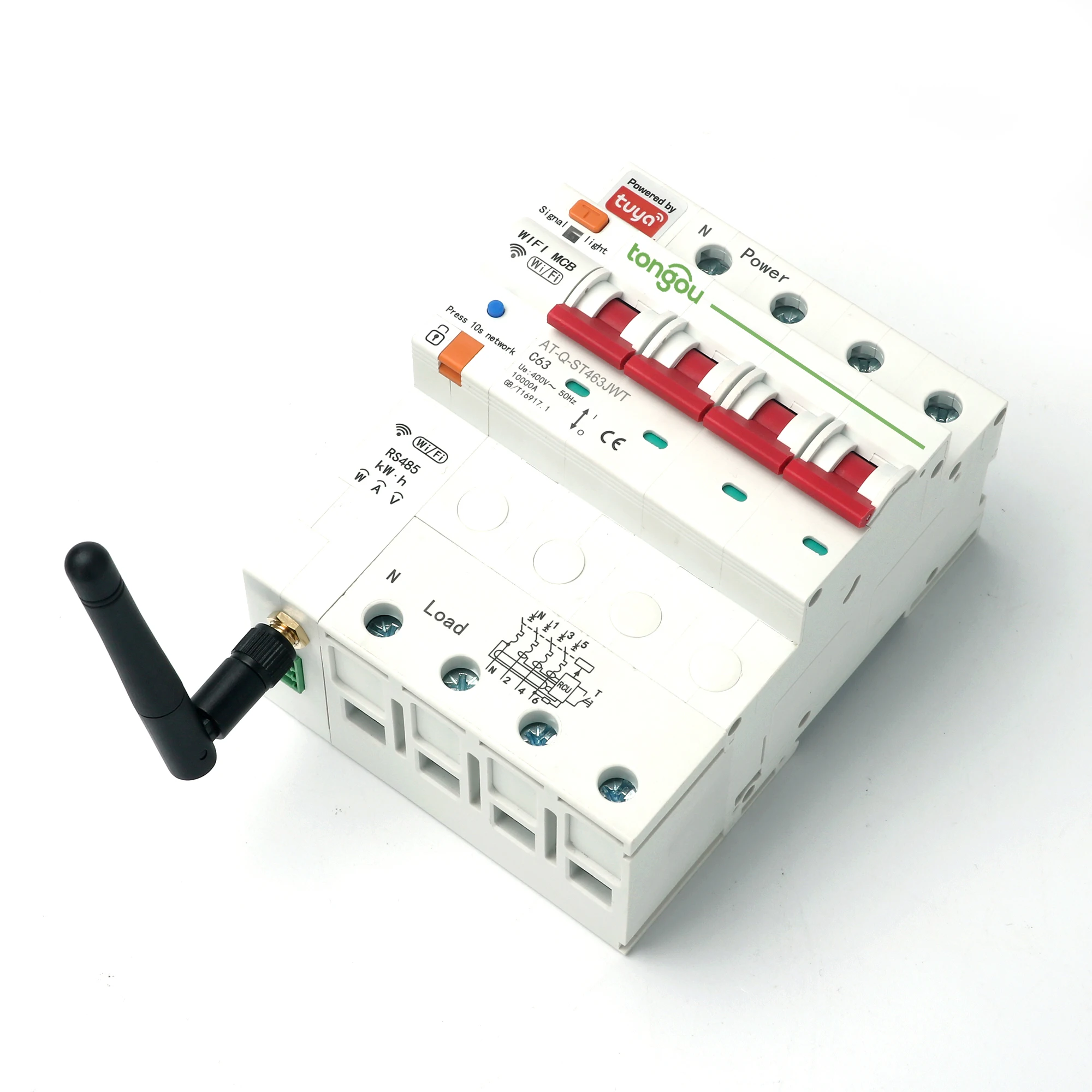 TUYA 4P Three Phase RCBO WIFI Smart Energy Meter Kwh Metering Monitoring Circuit Breaker Timer Relay with Leakage Protection 63A |