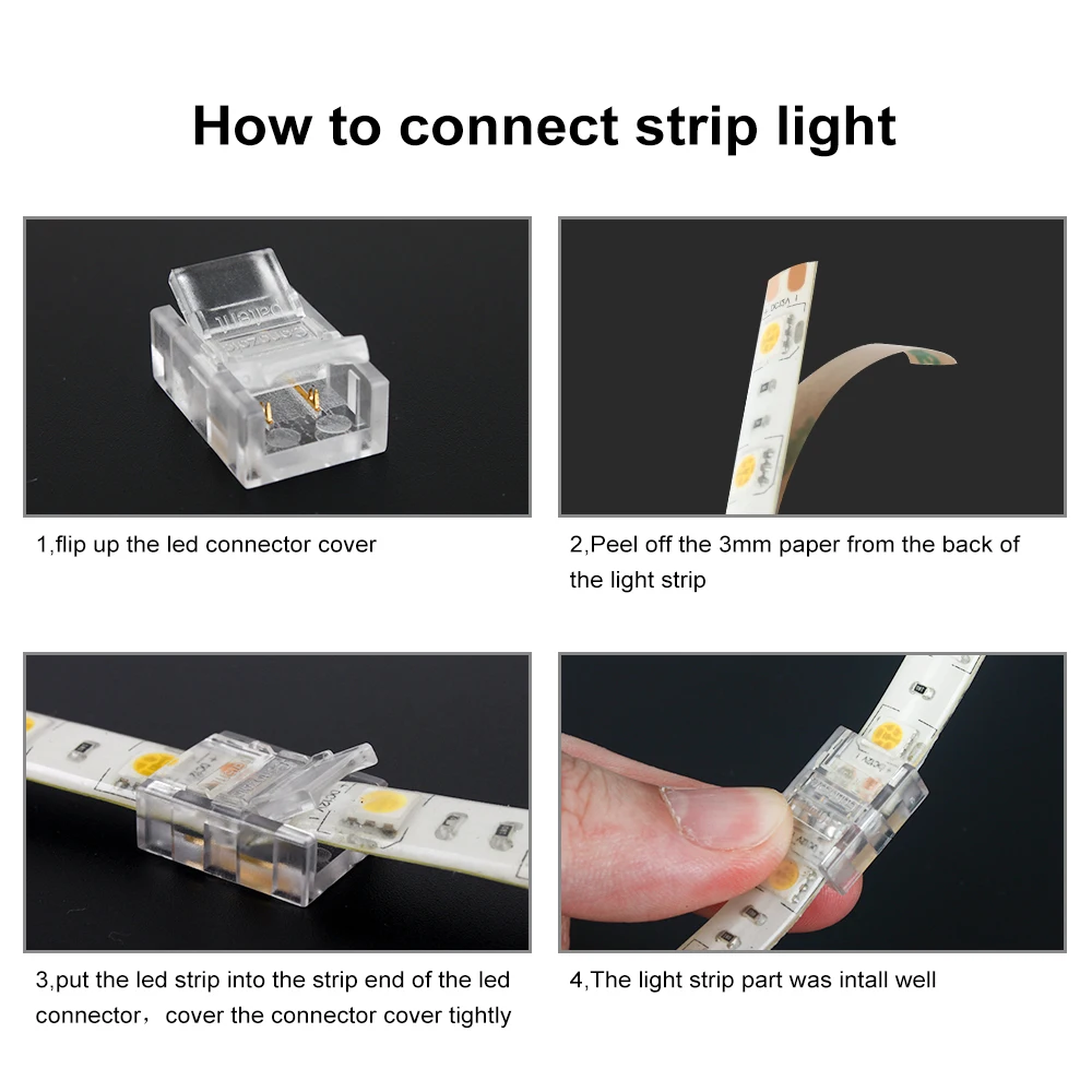 

Wire Connector LED Strip Light Connector 5pcs 2pin 8mm IP65 Waterproof No Stripping Quick Connector For SMD5050 3528 5630 RGB