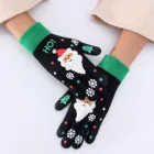 Модные вязаные плотные перчатки для мужчин и женщин, теплые осенне-зимние перчатки с рождественским принтом, закрывающие пальцы, перчатки для холодной погоды, варежки