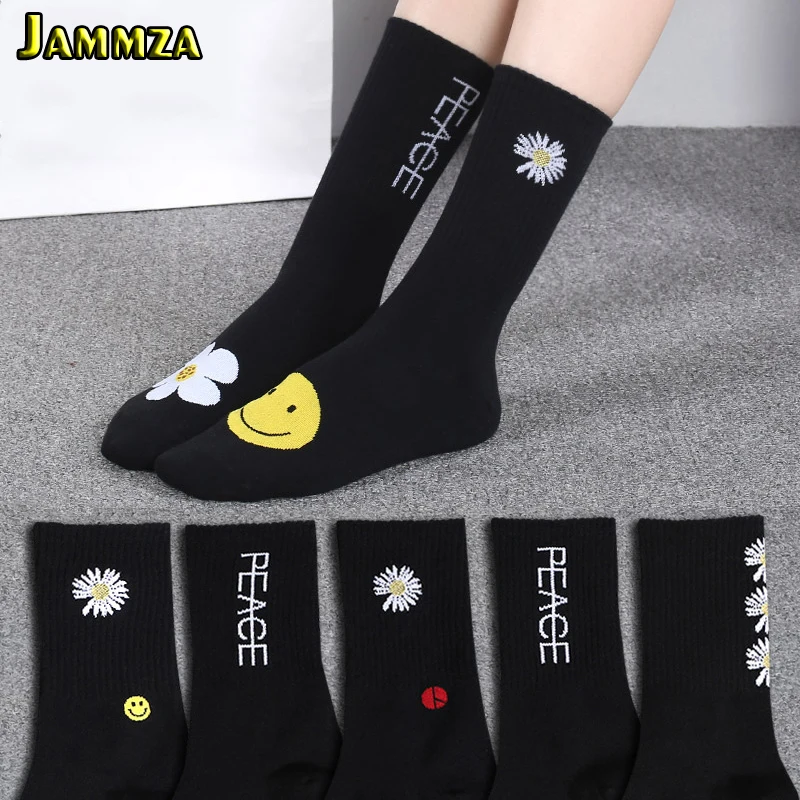 Модные Хлопковые женские носки с принтом корейские брендовые вышитыми