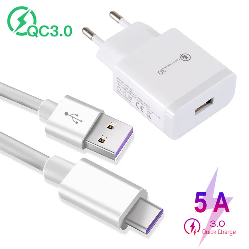 USB кабель 5A Type C сверхбыстрое Зарядное устройство для Samsung S20 S10 A50 Huawei P20 lite P30 P40 pro Mate
