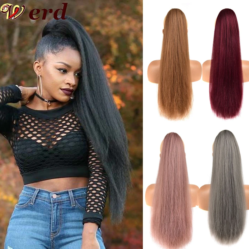 Парик для конского хвоста из синтетического волокна 22 дюйма чернокожих/белых