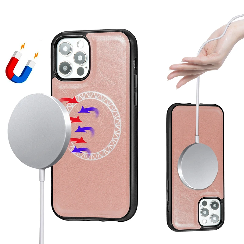 

Magnetic Magsafe Pattern Case For iPhone 12 Pro Max 12 Mini Leather Luxury Magsafe Charger Protect Shockproof Phone Case