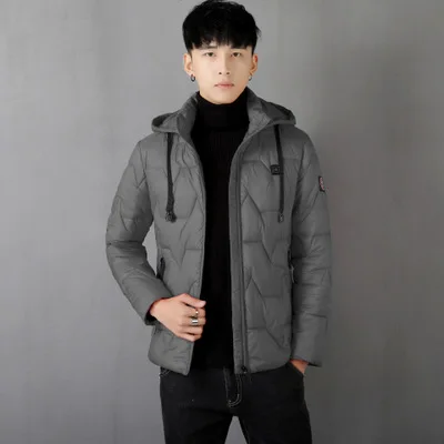 Men USB Electric Heated Coat Jacket 8 Hours Heating Hooded Jacket Long Sleeves Winter Warm Clothing Thermostat Hooded Waterproof - Цвет: Серый