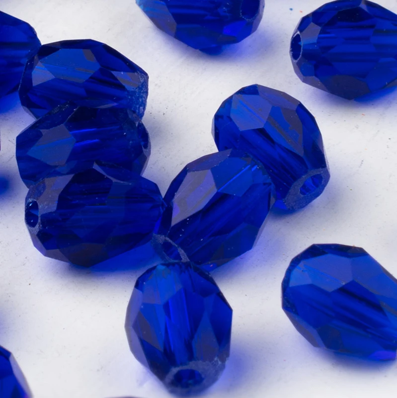 Blue crystal glass beads 45pcs 6x8mm teardrop shape loose for jewelry making DIY materials | Украшения и аксессуары