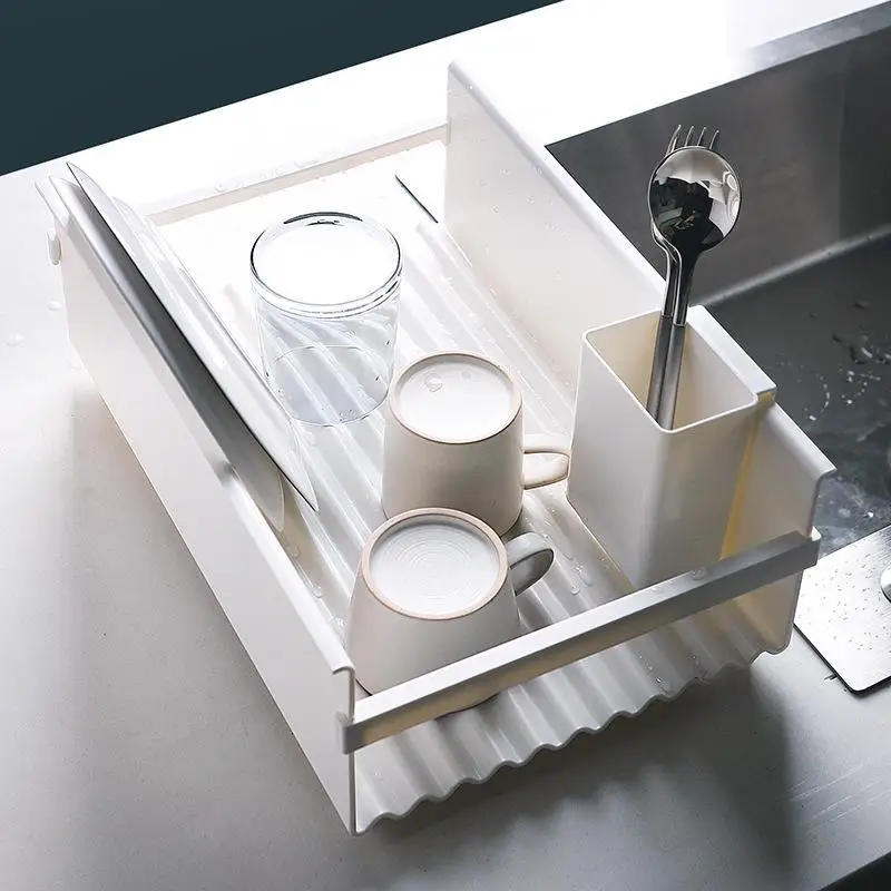 Kitchen Sink Drain Rack Plastic Dish Drainer Tray Sponge Cloth Soap Storage Box Holder Drying Worktop Organizer | Дом и сад