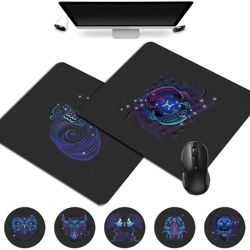 

Smooth Gaming Mouse Pad PU Leather Computer Mouse Mat Portable Small 25x21cm Office Desk Accessories Zodiac Pattern Series