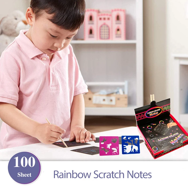100 шт. радужные царапины ручки скребковая живопись рисование раскраска игрушки