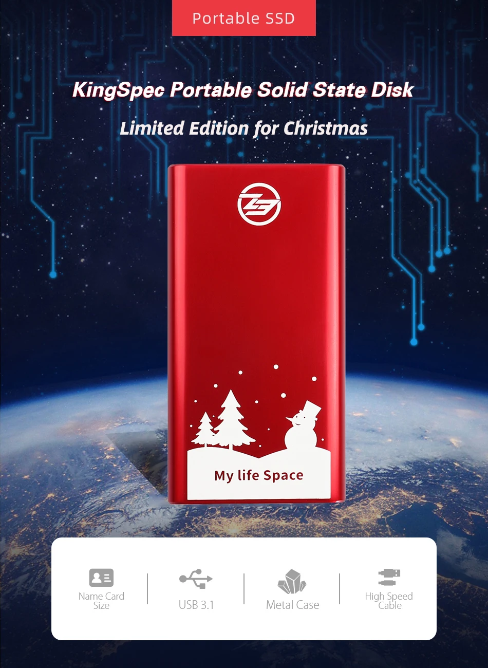 KingSpec портативный SSD Внешний жесткий диск 1 ТБ 120GB 240GB 512GB type-c USB 3,1 внешний SSD 1 ТБ HDD для портативных ПК на Рождество