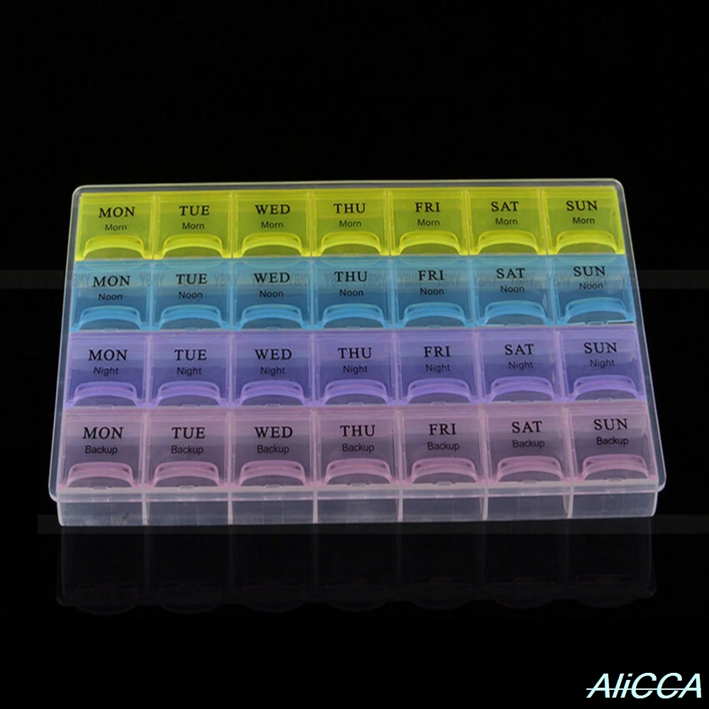 

large box Weekly 7 Days 4 Row 28 Squares Tablet Pill Box Holder Medicine Storage Organizer Container Case store lots of medicine