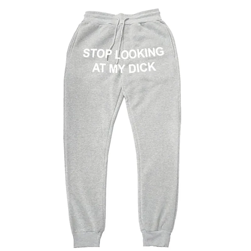Sweat Pants Men Women Joggers Stop Looking At My Dick Sweatpants Hip Hop Print High Waist Trousers Streetwear Hippie | Спорт и