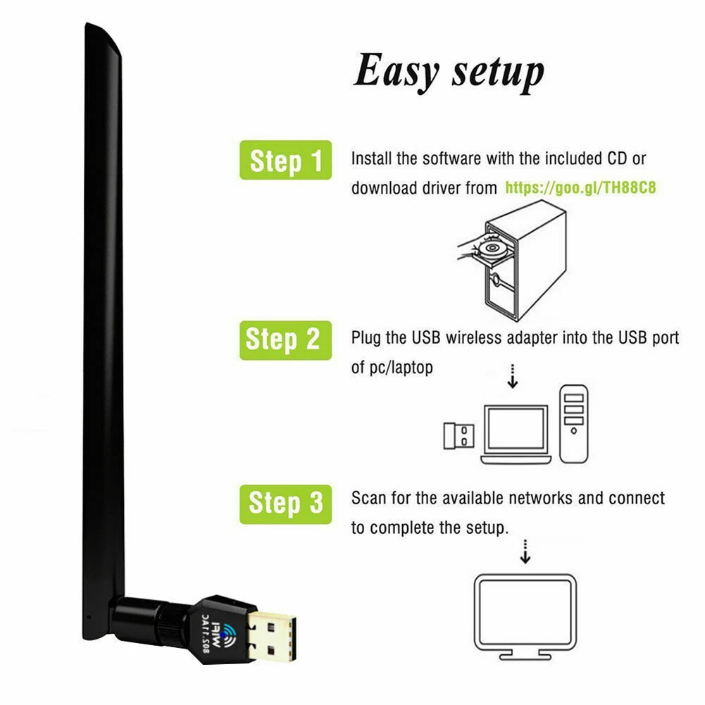 1200 Мбит/с беспроводной Wifi адаптер USB 2 0 быстрая скорость мини домашний