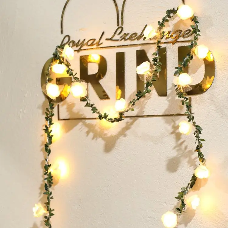 2 м 20 светодиодов имитация винограда листья лоза в Форме Розы бусины Гирлянда