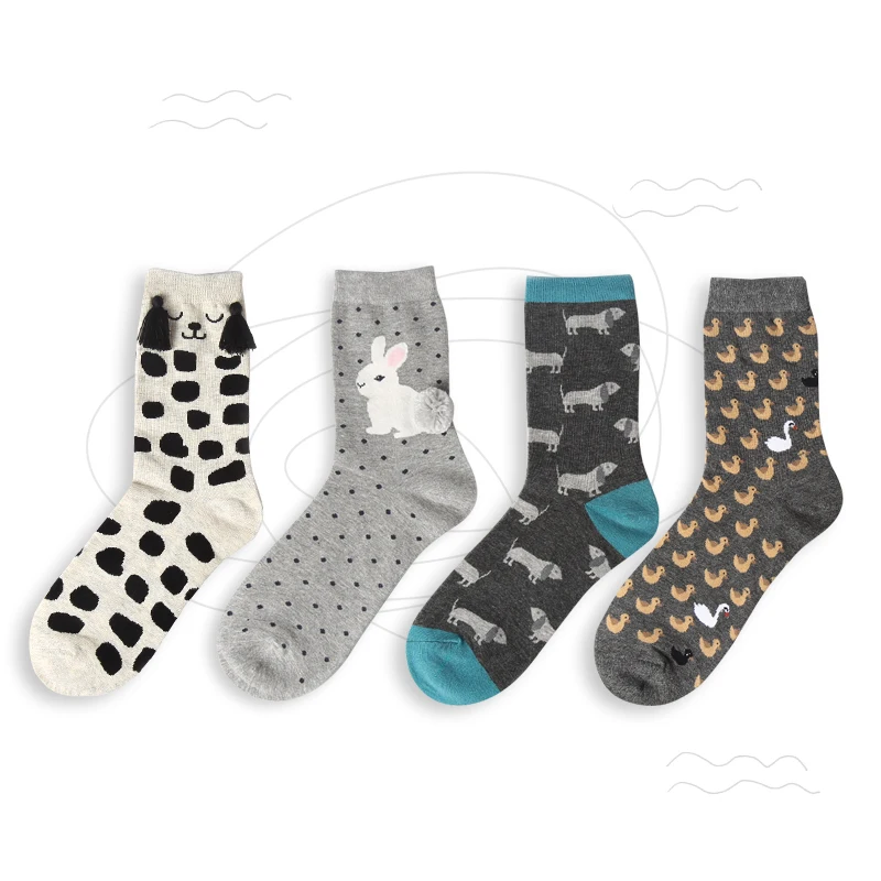 Носки с кроликами кролика совы в горошек для взрослых животных зоопарке желтая