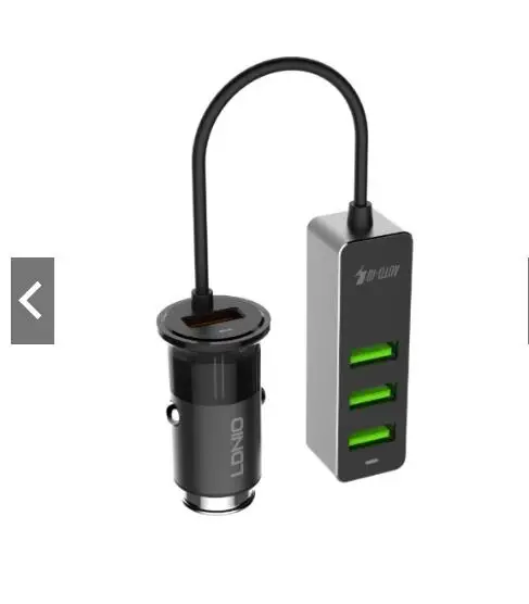 LDNIO C61 4 порта Быстрый QC3.0+ 2.4A+ 3.1A USB Автомобильное зарядное устройство Универсальный USB быстрый адаптер с 120 см удлинитель Кабель MPV