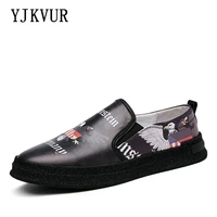 yjkvur 2021 spring autumn new men genuine leather casual shoes lazy slip on flat moccasins fashion trend loafers 8126ly