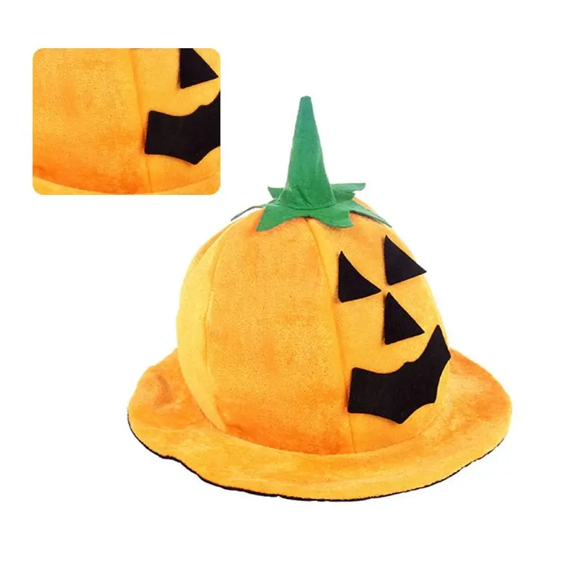 

Halloween Pumpkin Hat Lantern Style Cosplay Costume Velvet Plush Cap Party Props
