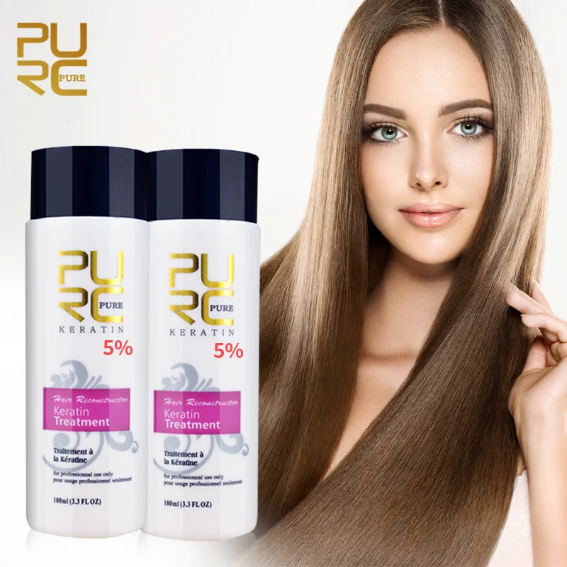 PURC Straightening Hair Scalp Treatment Curly Hair Products Brazilian Keratin Treatment + Purifying Shampoo Hair Care Set