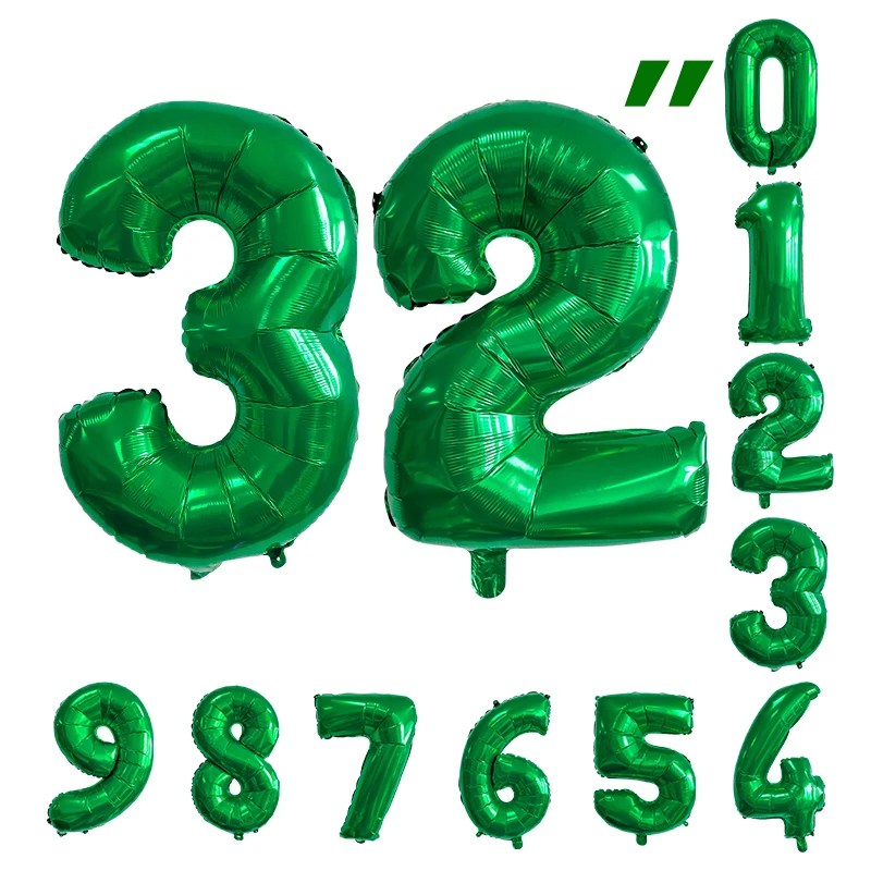 

Воздушные шары из зеленой фольги, 32 дюйма, 0-9 цифр, украшение для детского дня рождения, свадьбы, праздника для будущей мамы, Свадебный декор, ...