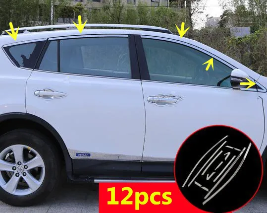 up trim Для Toyota RAV4 Автомобильная палка корпус из нержавеющей стали Стекло окно украшение столб средняя колонна полоса отделка панели - Цвет: up trim