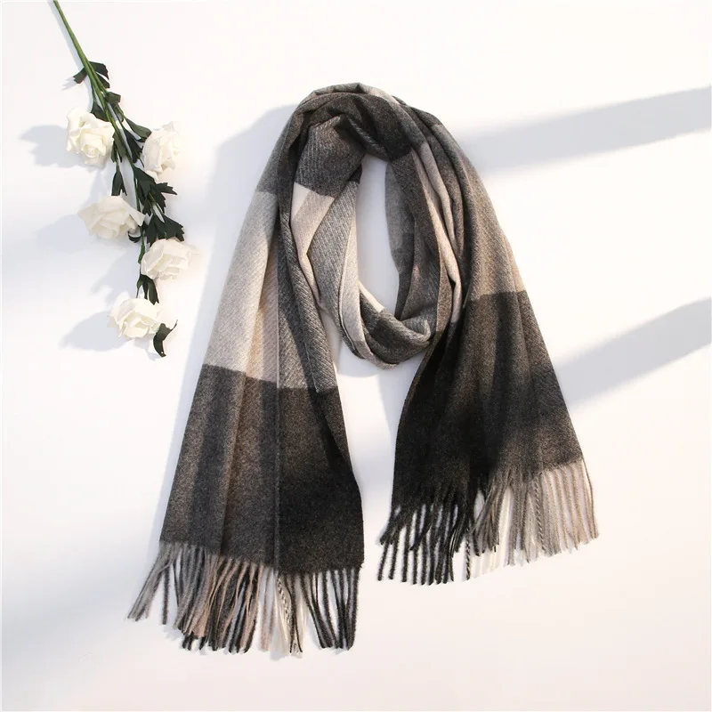 

JIFANPAUL wool scarf women autumn and winter all-match shawl thickened long winter plaid warm scarf for women