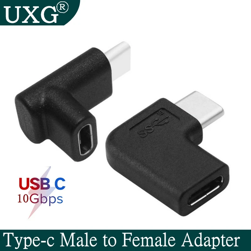 

90 Degree Right Angle 10Gbps USB 3.1 Type C Male M to Female Converter USB-C Adapter For Samsung Huawei Smart Phone Portable